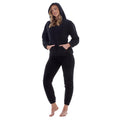 Black - Front - Keanu Womens-Ladies Borg Long Pyjama Set