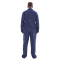 Blue - Back - Keanu Mens Stripe Brushed Long Pyjama Set