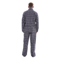 Grey - Back - Keanu Mens Checked Brushed Long Pyjama Set