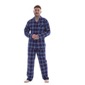 Blue-Red - Front - Keanu Mens Checked Brushed Long Pyjama Set