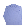 Blue - Back - Keanu Mens Striped Woven Chest Pocket Straight Leg Long Pyjama Set