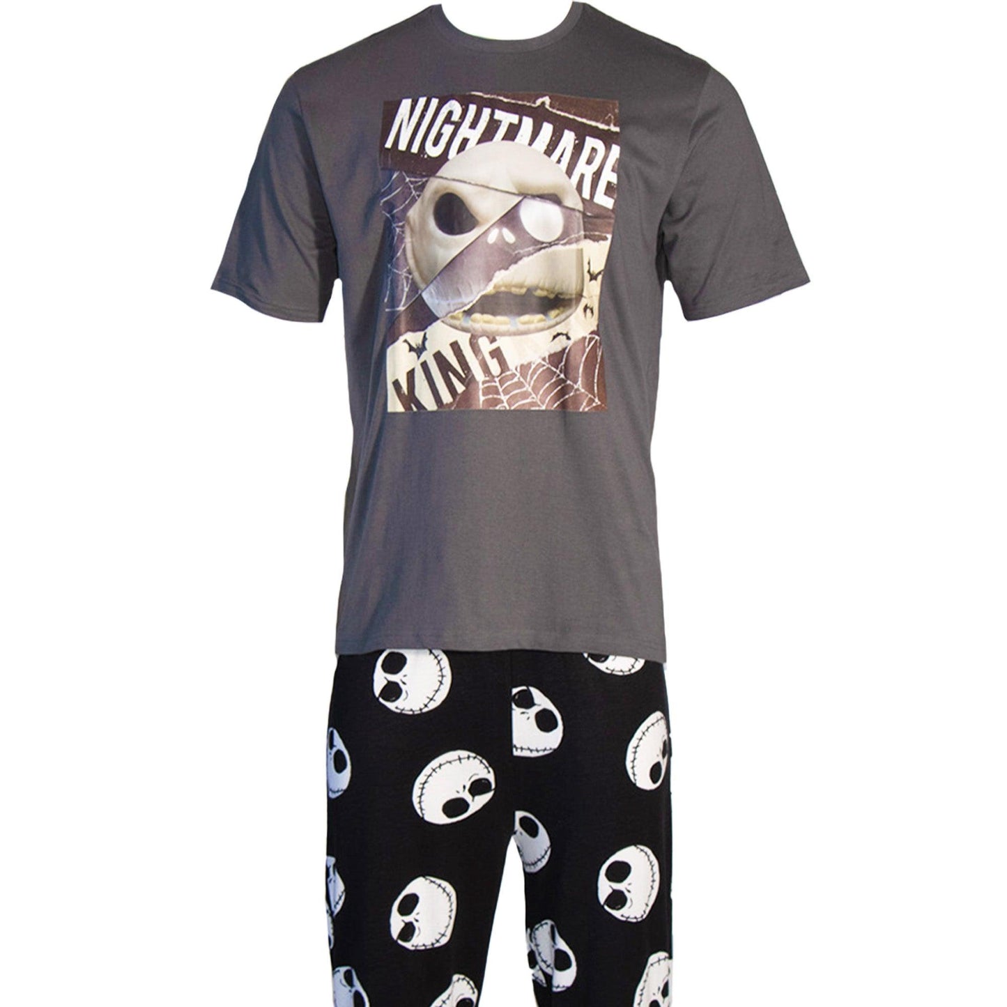 Grey-Black - Lifestyle - Nightmare Before Christmas Mens Jack Skellington Spider Web Pyjama Set
