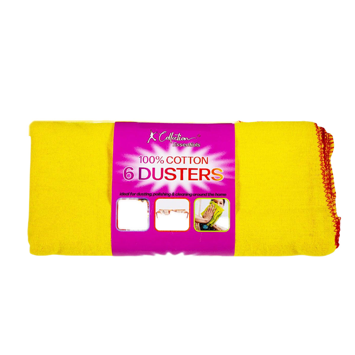 Yellow - Back - K Collection Cotton Dusters (Pack of 6)