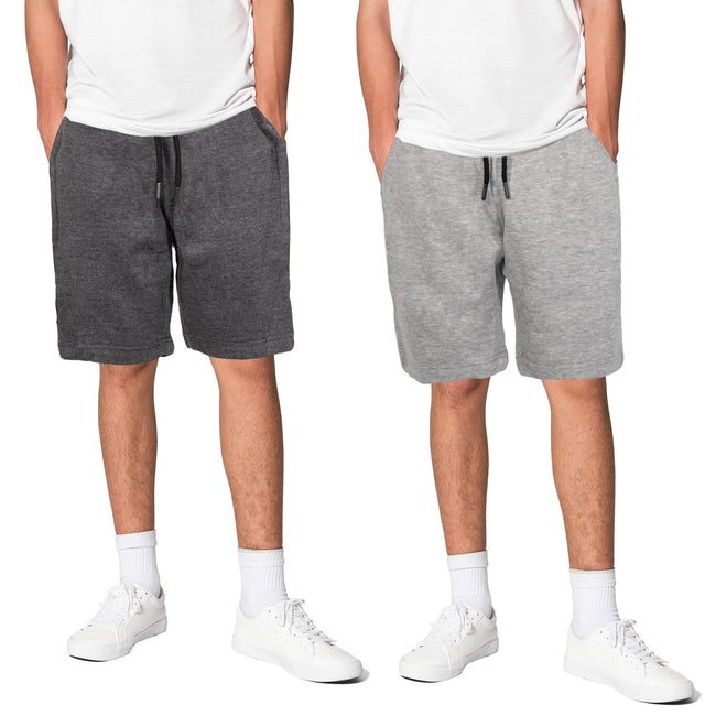 Charcoal-Light Grey - Front - Keanu Mens Regular Shorts (Pack of 2)
