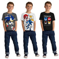Grey-White-Black - Lifestyle - Sonic The Hedgehog Childrens-Kids Team Sonic Characters T-Shirt (Pack of 3)