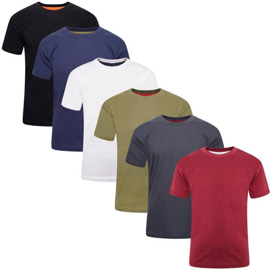 Multicoloured - Front - Keanu Boys Plain T-Shirt (Pack of 6)