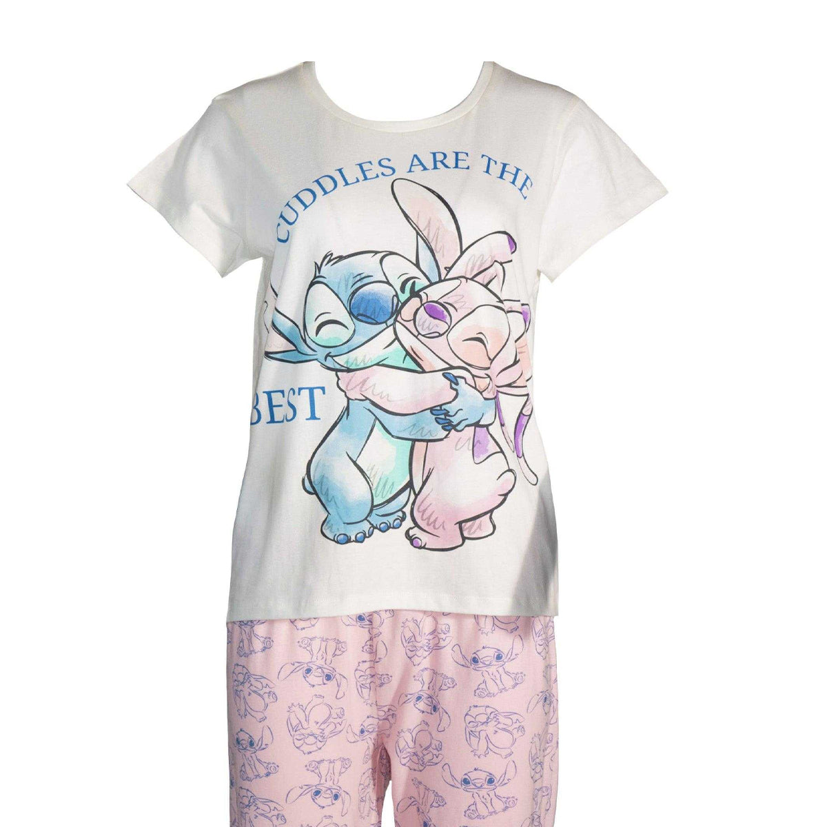 White-Pink - Lifestyle - Disney Womens-Ladies Angel Printed Pyjama Set