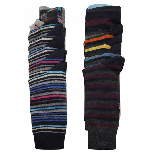 Multicoloured - Front - Ex Store Mens Striped Socks (Pack of 10)