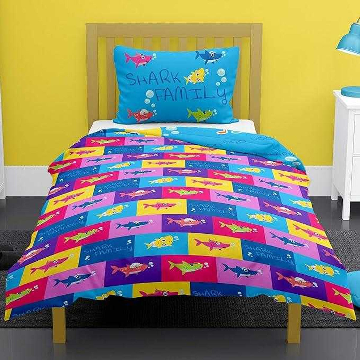 Blue-Multicoloured - Lifestyle - Baby Shark Childrens-Kids Doo Doo Reversible Duvet Cover Set