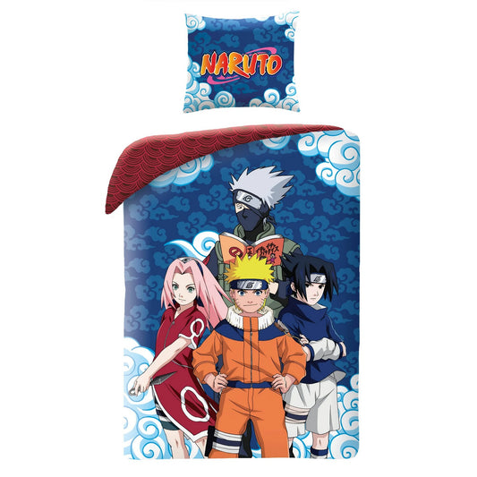 Multicoloured - Front - Naruto Swirling Clouds Reversible Duvet Set