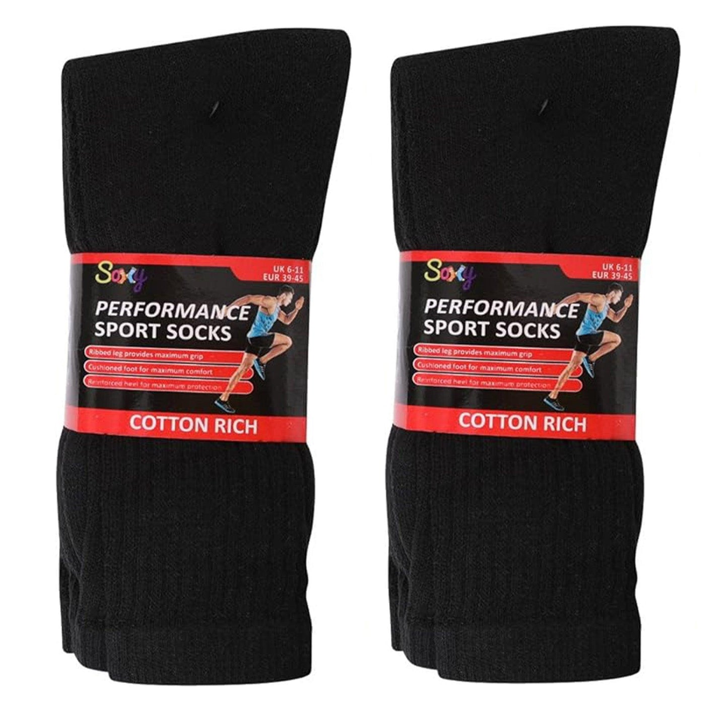 Black - Pack Shot - Soxy Mens Cotton Socks (Pack of 20)