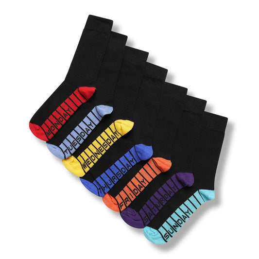 Multicoloured - Front - Public Dealz Mens Days Of The Week Cotton Socks (Pack of 7)