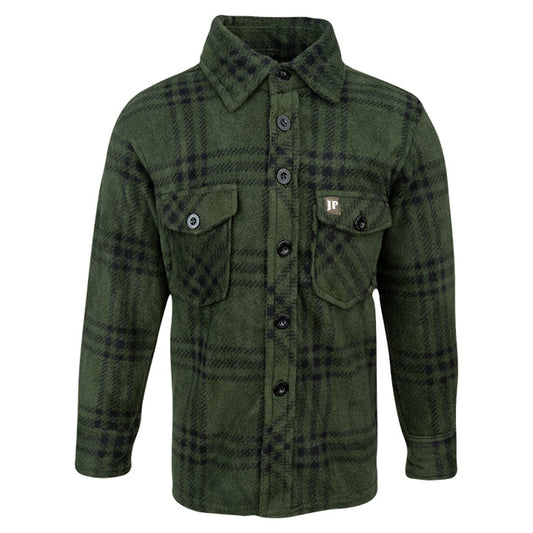 Green - Front - Jack Pyke Childrens-Kids Checked Polar Fleece Shirt