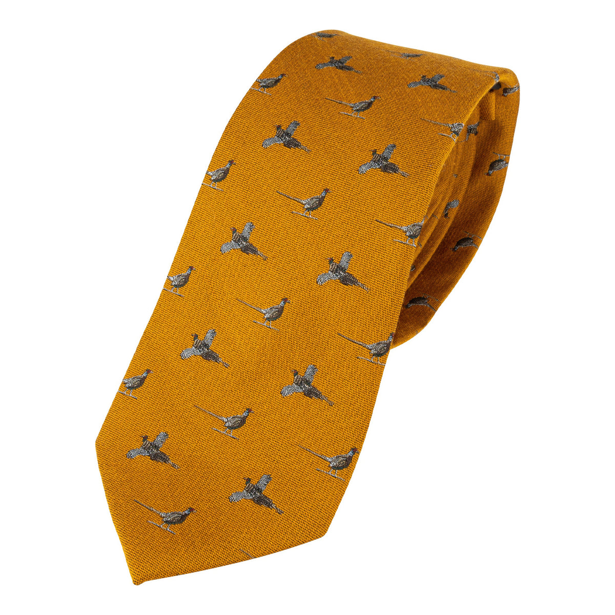 Mustard - Front - Jack Pyke Pheasant Silk Tie