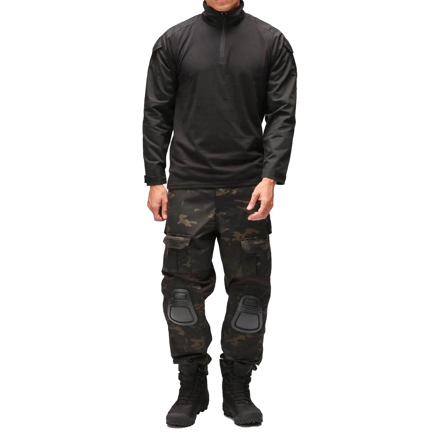 Black - Side - Viper Mens Special Ops Quarter Zip Long-Sleeved Shirt