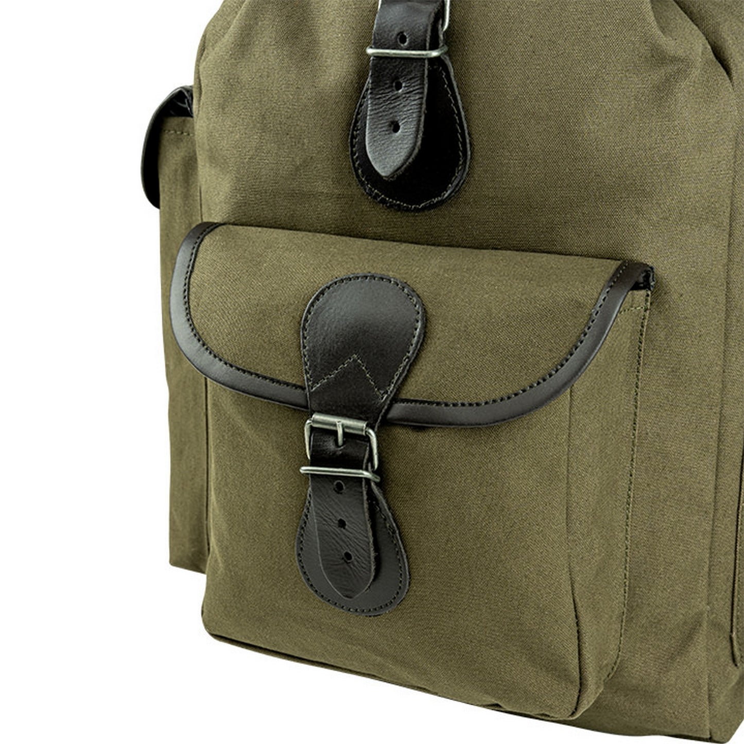 Green - Lifestyle - Jack Pyke Canvas Leather Trim Backpack
