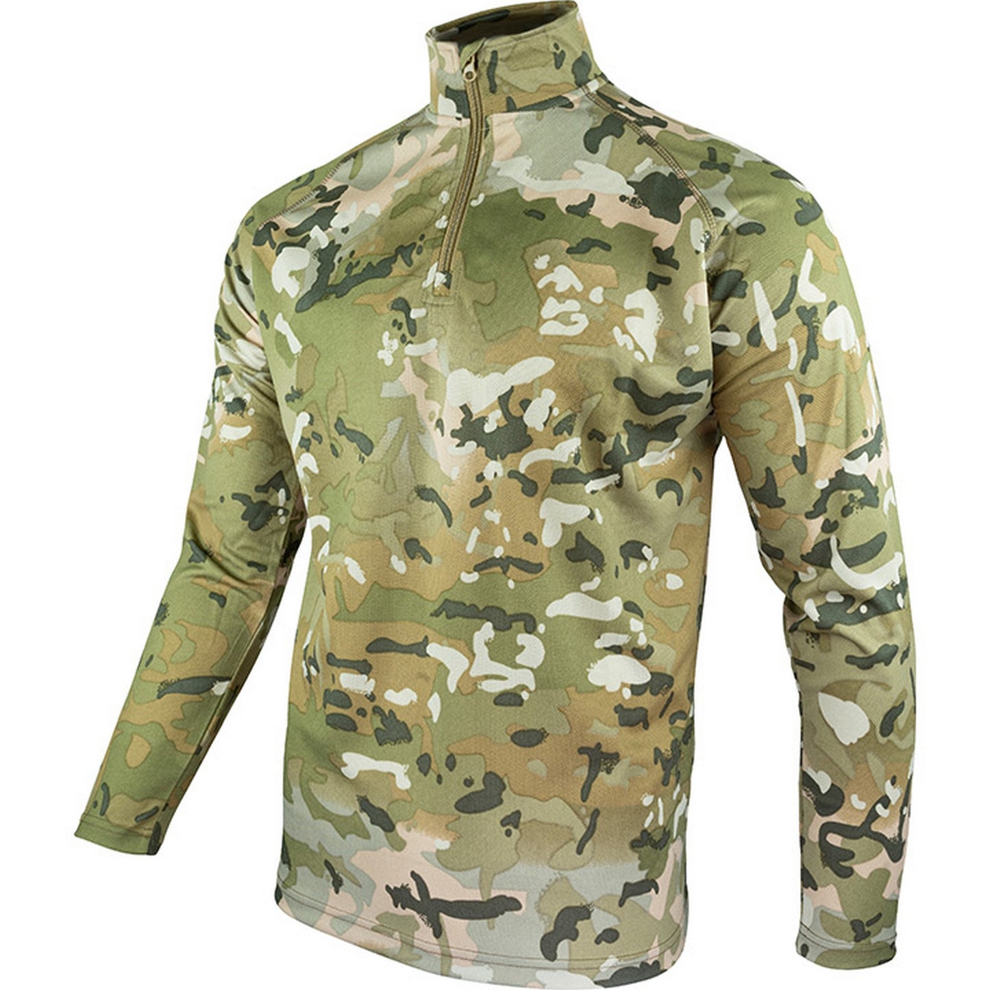 Coyote - Lifestyle - Viper Mens Armour Camo Mesh Quarter Zip Midlayer