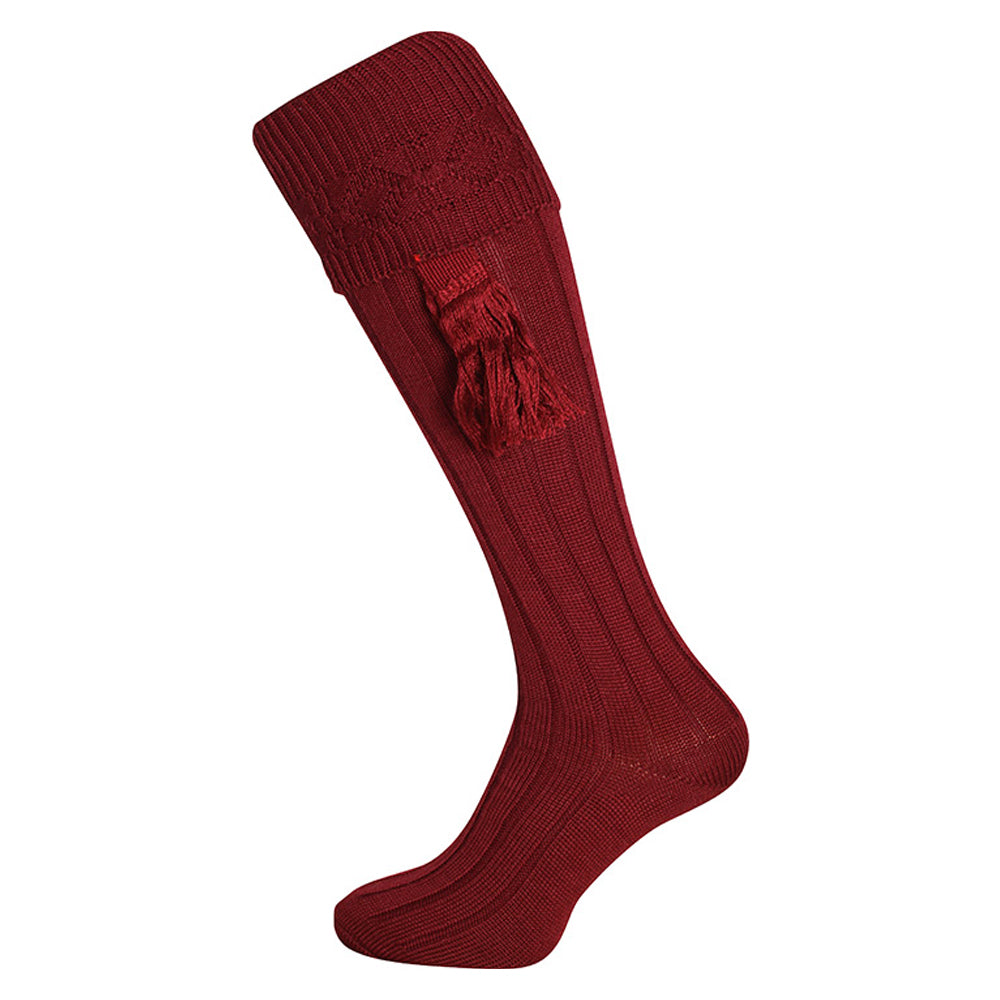 Burgundy - Back - Jack Pyke Unisex Adult Plain Shooting Socks with Garters