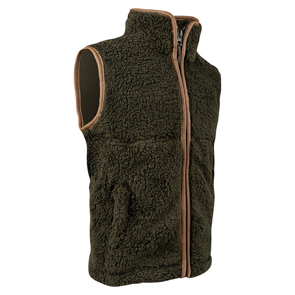 Dark Olive - Lifestyle - Jack Pyke Childrens-Kids Sherpa Fleece Gilet