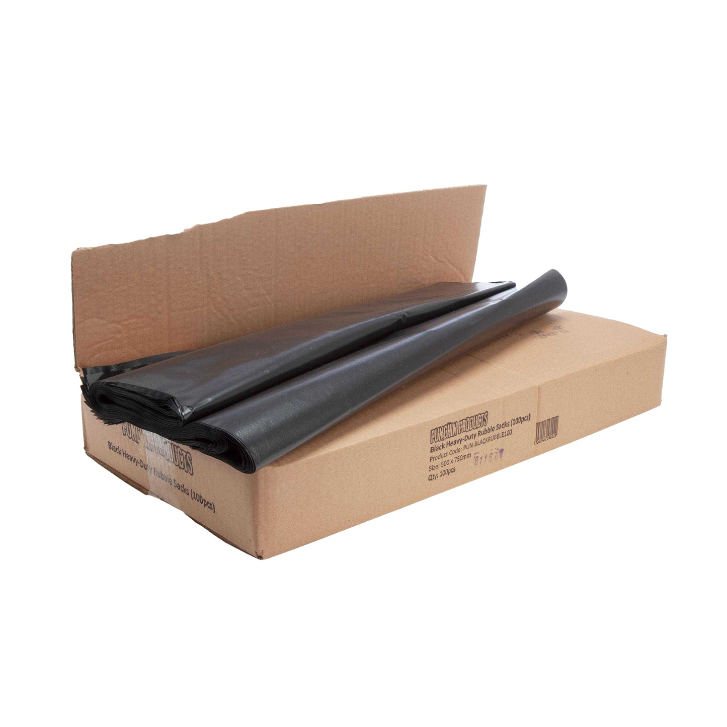 Black - Back - Punchin Heavy Duty Bin Bags (Pack of 100)