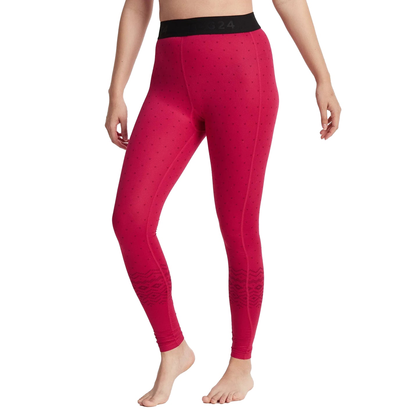 Cerise - Side - TOG24 Womens-Ladies Snowdon Fair Isle Thermal Base Layer Leggings