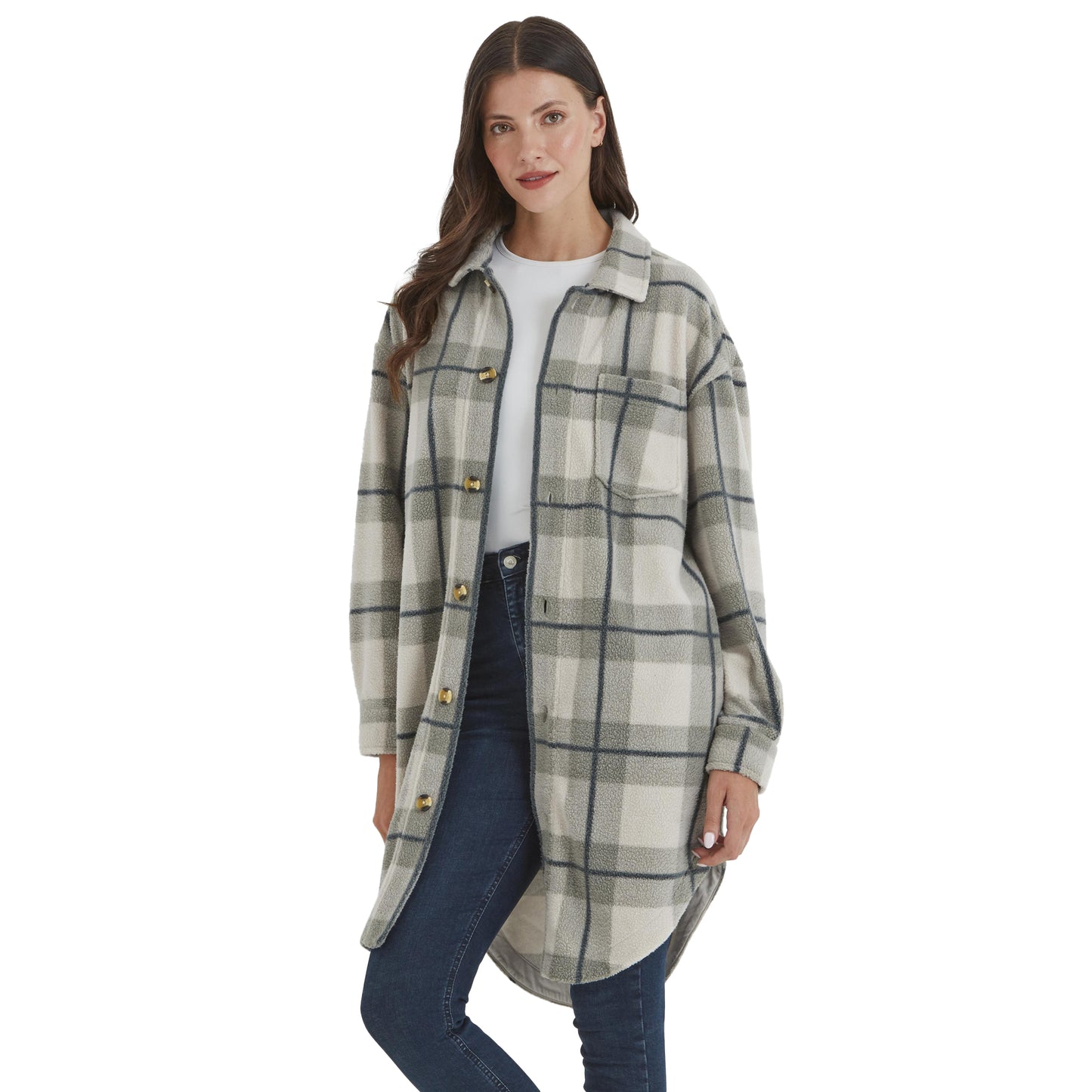 Grey Marl - Side - TOG24 Womens-Ladies Slough Checked Shirt Jacket