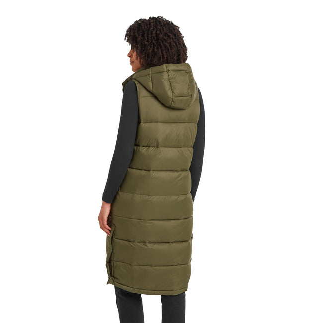 Khaki Green - Back - TOG24 Womens-Ladies Newall Padded Long Gilet