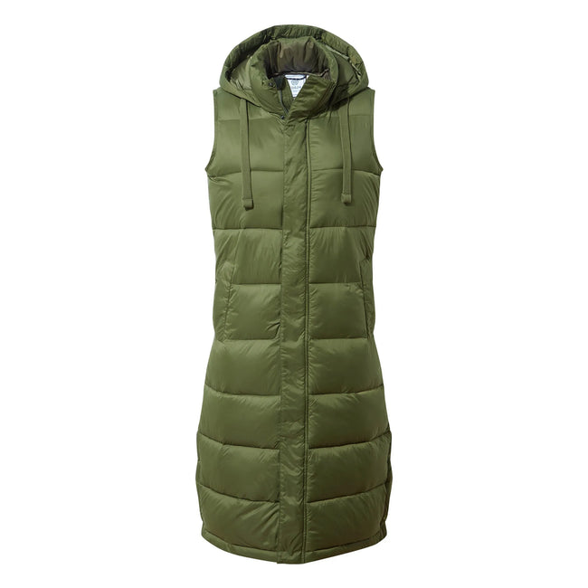 Khaki Green - Front - TOG24 Womens-Ladies Newall Padded Long Gilet