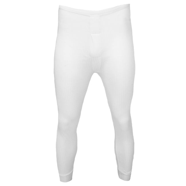 White - Front - FLOSO Mens Thermal Underwear Long Johns-Pants (Viscose Premium Range)