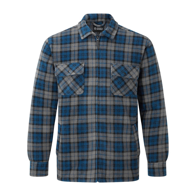 Navy Blue - Front - Fort Mens Portman Checked Shirt Jacket