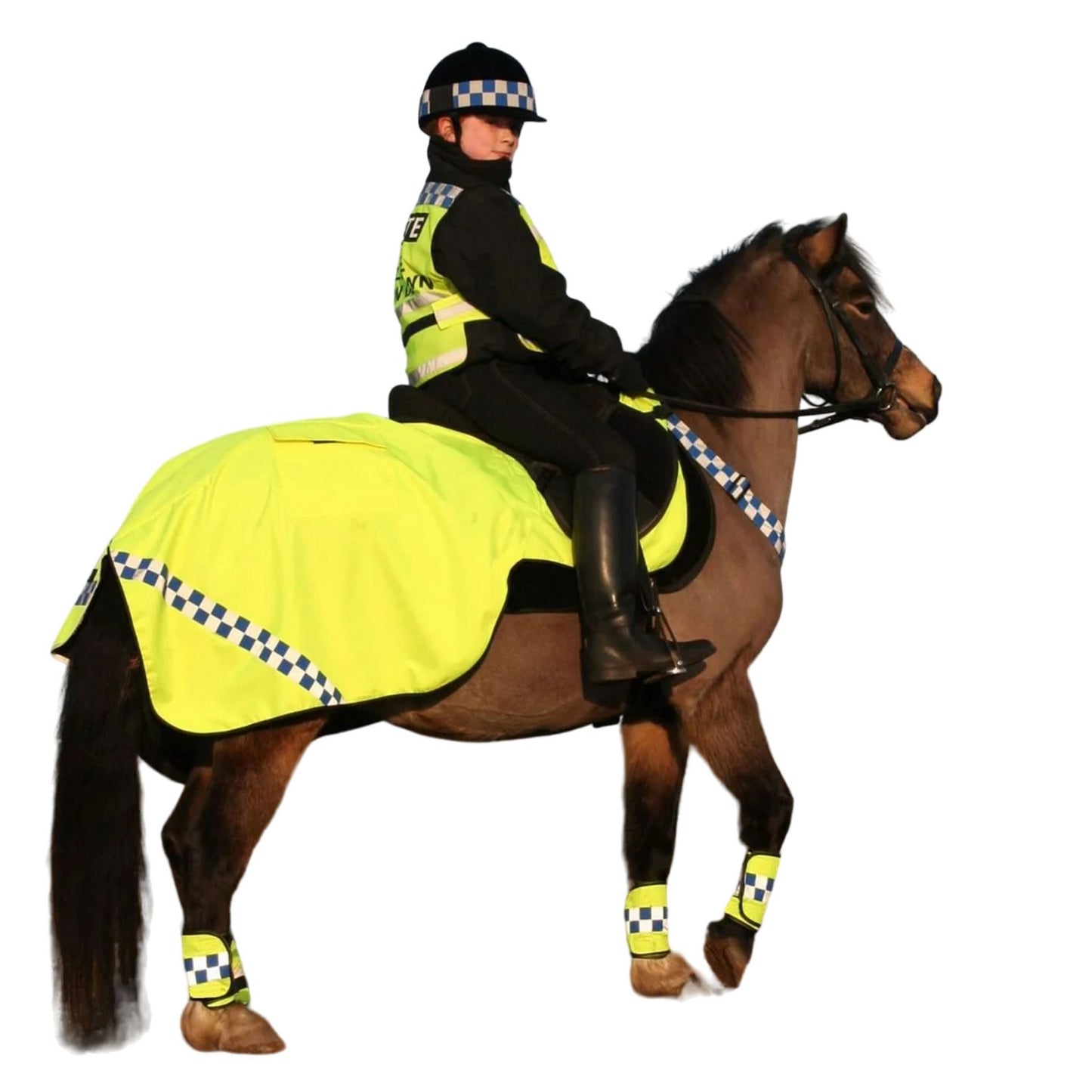 Yellow - Side - Equisafety Polite Standard-Neck Hi-Vis Waterproof Wrap Around Horse Rug