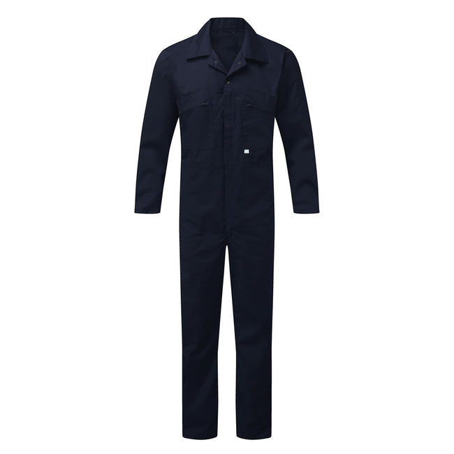 Navy Blue - Front - Fort Workwear Unisex Adult Zipped Overalls