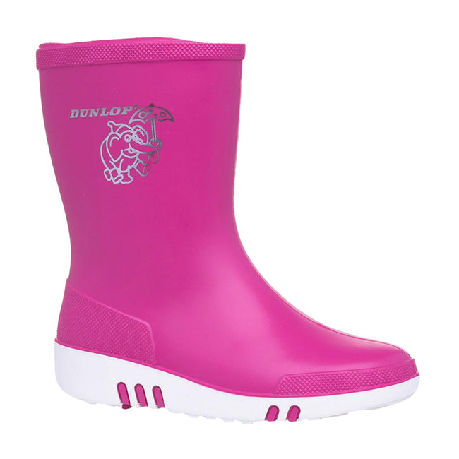 Pink - Back - Dunlop Childrens-Kids Mini Wellies