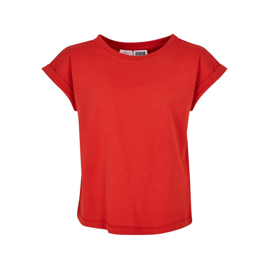 Huge Red - Front - Urban Classics Girls Organic Extended Shoulder T-Shirt