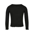 Black - Back - Urban Classics Girls Short Ribbed Long-Sleeved T-Shirt