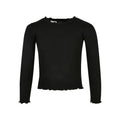 Black - Front - Urban Classics Girls Short Ribbed Long-Sleeved T-Shirt