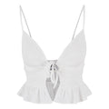White - Front - Urban Classics Womens-Ladies Ruffled Waffle Pique Top