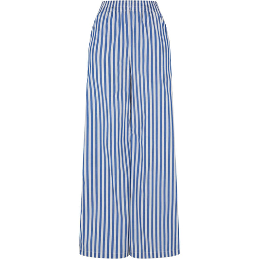 White-Blue - Front - Urban Classics Womens-Ladies Striped Loose Trousers