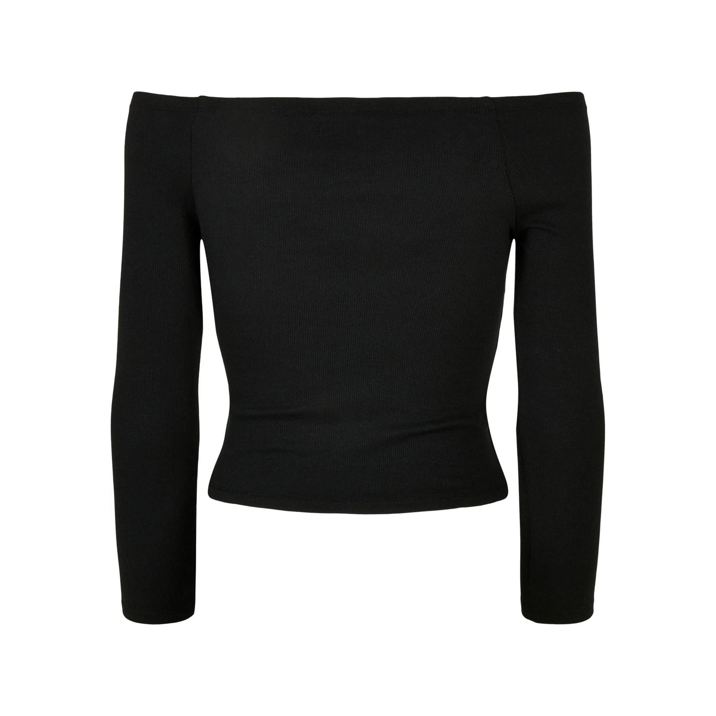 Black - Back - Urban Classics Womens-Ladies Ribbed Off Shoulder Long-Sleeved Top