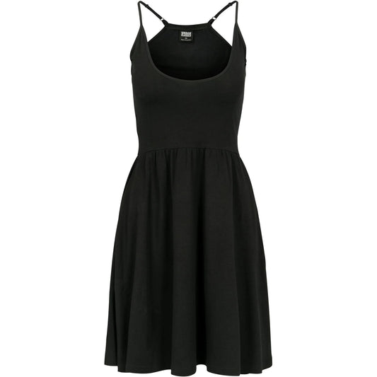 Black - Front - Urban Classics Womens-Ladies Spaghetti Strap Dress