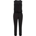 Black - Back - Urban Classics Womens-Ladies Mesh Technical Long Jumpsuit