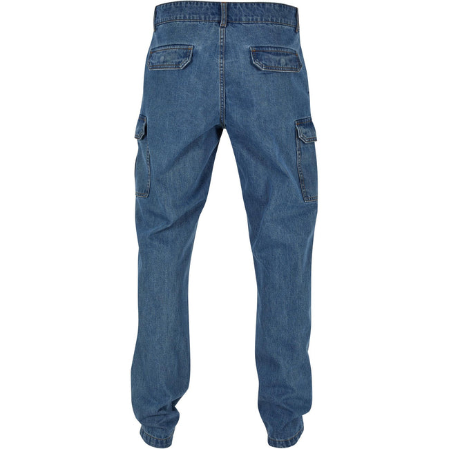 Light Blue Washed - Back - Urban Classics Mens Straight Leg Cargo Jeans