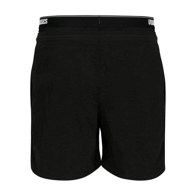 Black-White - Back - Urban Classics Mens 2 in 1 Swim Shorts