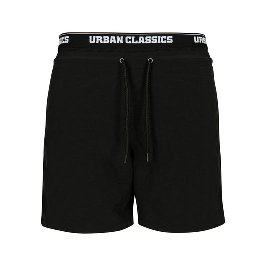 Black-White - Front - Urban Classics Mens 2 in 1 Swim Shorts