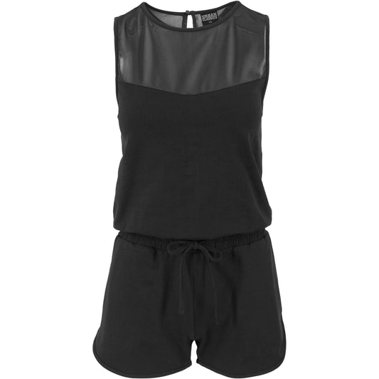 Black - Front - Urban Classics Womens-Ladies Hot Technical Mesh Jumpsuit