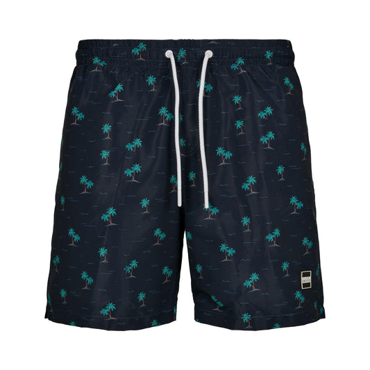 Island Green - Front - Urban Classics Mens Patterned Swim Shorts