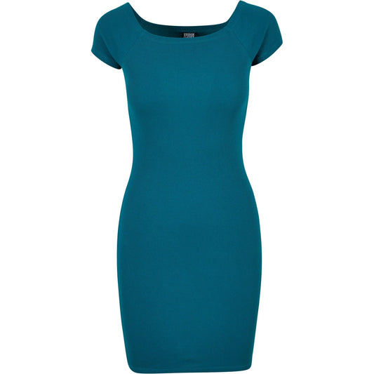 Green Water - Front - Urban Classics Womens-Ladies Ribbed Off Shoulder Dress