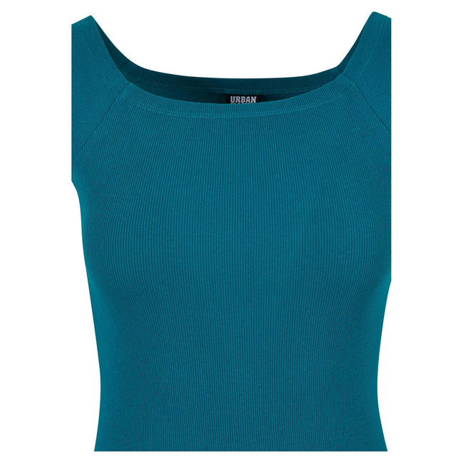 Green Water - Side - Urban Classics Womens-Ladies Ribbed Off Shoulder Dress