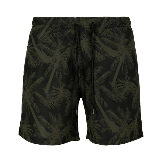 Olive - Front - Urban Classics Mens Palm Swim Shorts