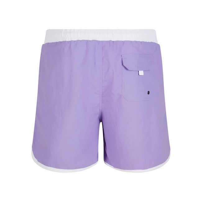 Lavender-White - Back - Urban Classics Mens Retro Swim Shorts